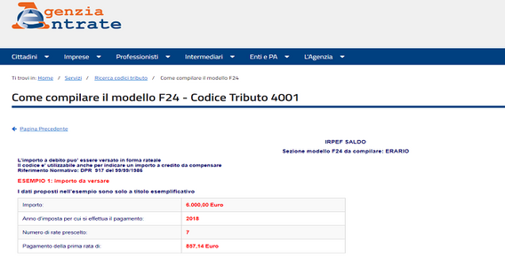 Codice tributo 4001: cos'è e a cosa si riferisce?