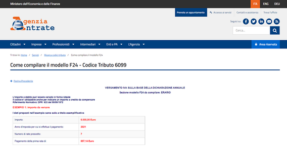 Codice tributo 6099: istruzioni modello F24