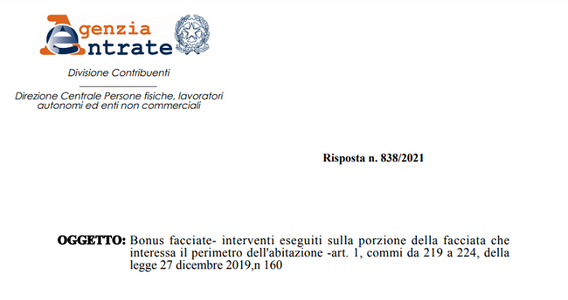 Bonus facciate: detrazione anche per i lavori effettuati solo su una parte dell'edificio