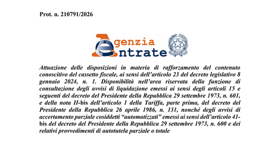 Accertamenti e avvisi dell'Agenzia delle Entrate arrivano nel Cassetto Fiscale