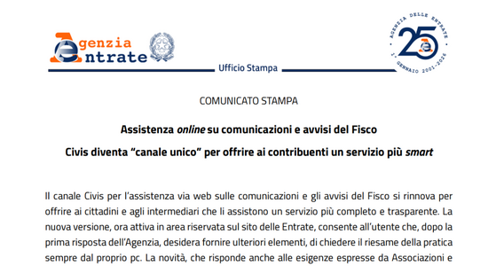 Assistenza, chiarimenti, riesame: Civis diventa il canale unico dell'Agenzia delle Entrate 