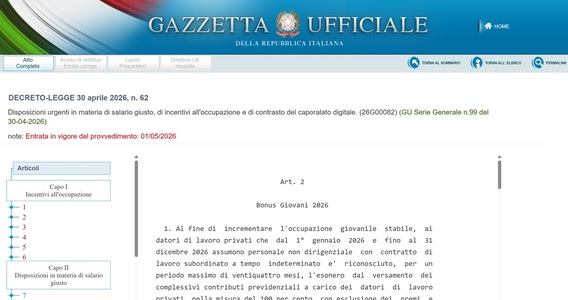Giovani, donne e Zes: nel decreto primo maggio 2026 arrivano i bonus assunzione 2.0 