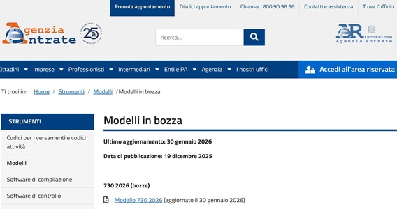 Dichiarazione dei redditi 2026: le bozze aggiornate dei modelli