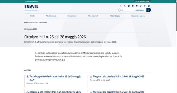 Premi INAIL, nuovi minimali per il 2026: istruzioni per il calcolo