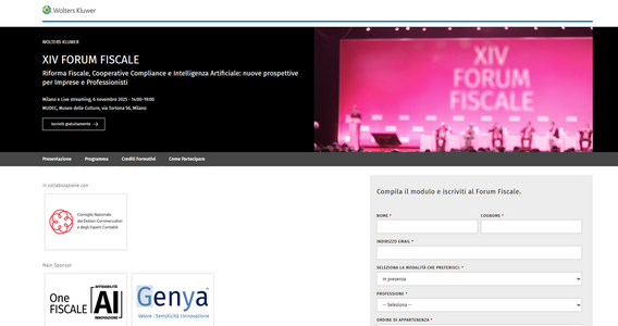 XIV Forum Fiscale di Wolters Kluwer il 6 novembre