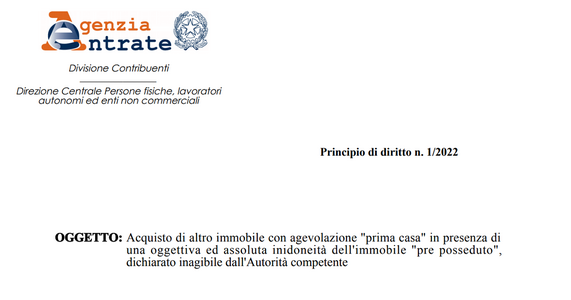 Bonus prima casa: bis dell'agevolazione in caso di inagibilità dell'immobile acquistato