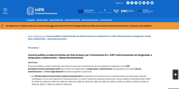 Maxiconcorso RIPAM nella PA: 3.997 assunzioni per diplomati in varie amministrazioni