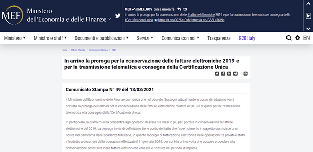 Proroga ufficiale per la conservazione delle fatture elettroniche