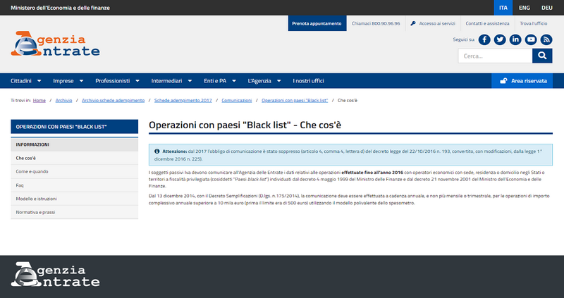 La deducibilità dei costi black list