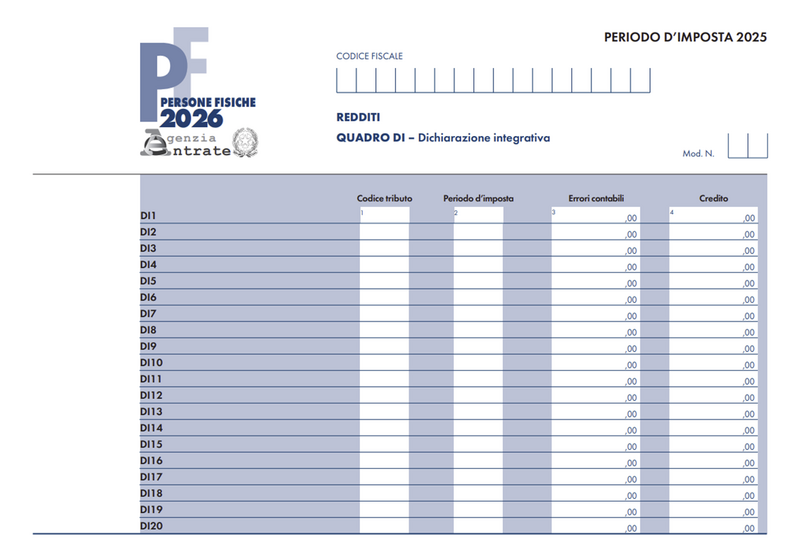 Quadro DI dichiarazione dei redditi 2026: regole e compilazione