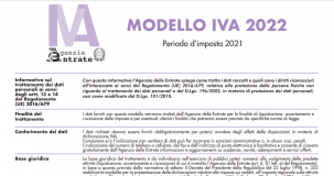 Frontespizio dichiarazione IVA 2022, istruzioni per la compilazione