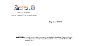 Apertura della partita IVA in Italia anche con residenza all'estero: le istruzioni delle Entrate 