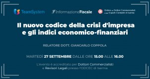 Nuovo codice della crisi d'impresa e indici economico-finanziari: l'evento formativo del 27 settembre